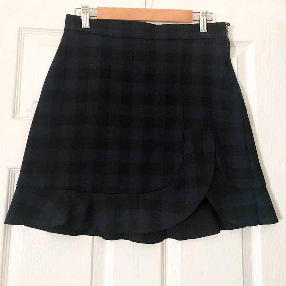 Zara Plaid Skirt, Black/Dark Blue